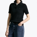TOMMY HILFIGER [Official Headquarters] Cable Polo Short-Sleeve Pullover