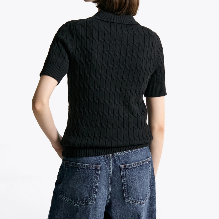 TOMMY HILFIGER [Official Headquarters] Cable Polo Short-Sleeve Pullover