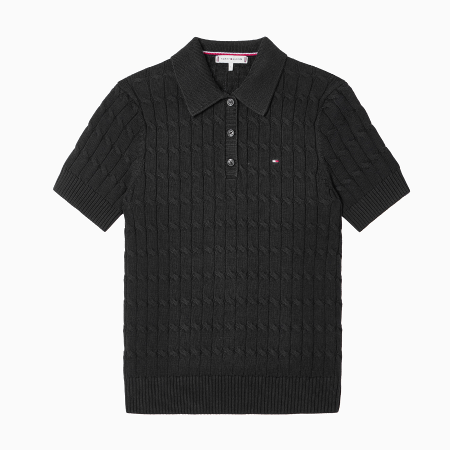 TOMMY HILFIGER [Official Headquarters] Cable Polo Short-Sleeve Pullover