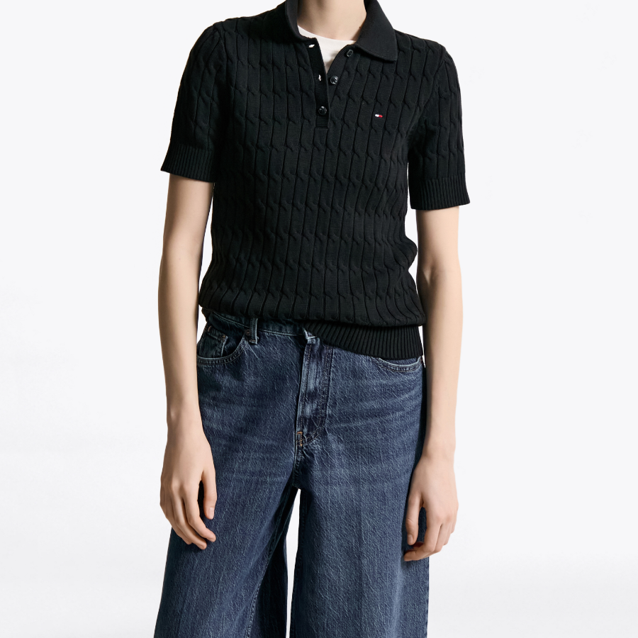 TOMMY HILFIGER [Official Headquarters] Cable Polo Short-Sleeve Pullover