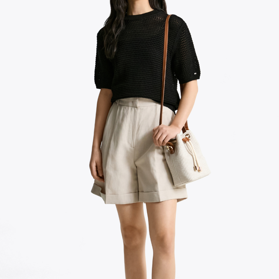 TOMMY HILFIGER [Official Headquarters] Linen Blended Roll-Up Shorts