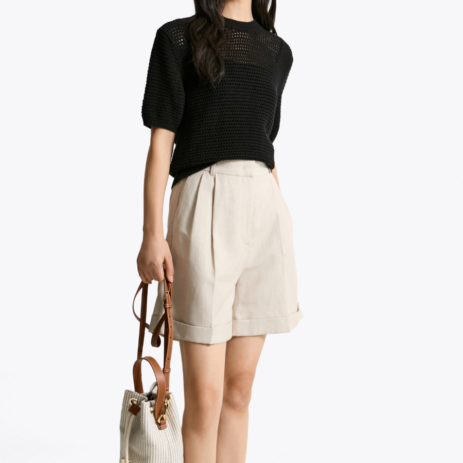 TOMMY HILFIGER [Official Headquarters] Linen Blended Roll-Up Shorts