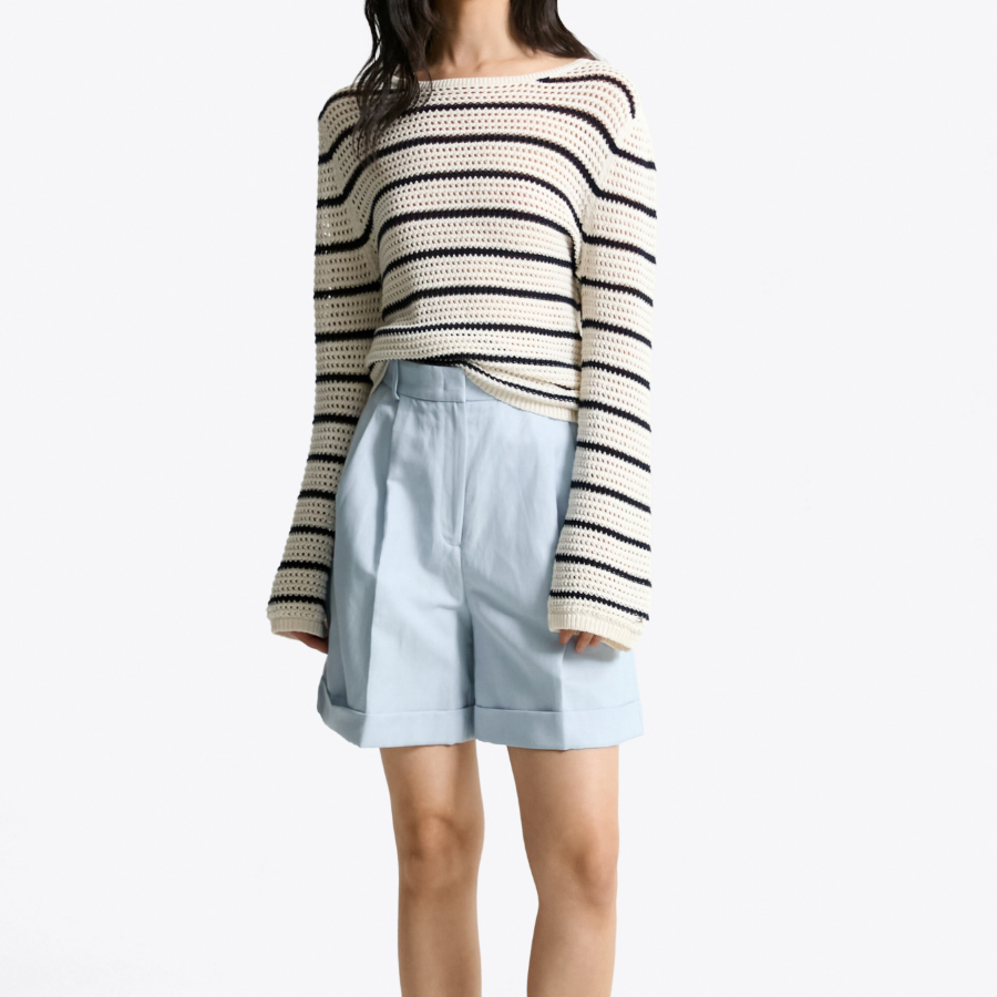 TOMMY HILFIGER [Official Headquarters] Linen Blended Roll-Up Shorts