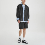 JAJU Firm Crisp Full-Banding Half Pants – Jet Black Stripe