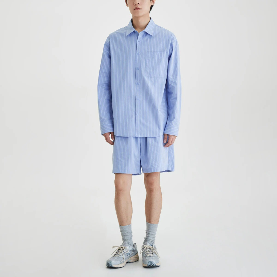 JAJU Firm Crisp Full-Banding Half Pants – Light Blue