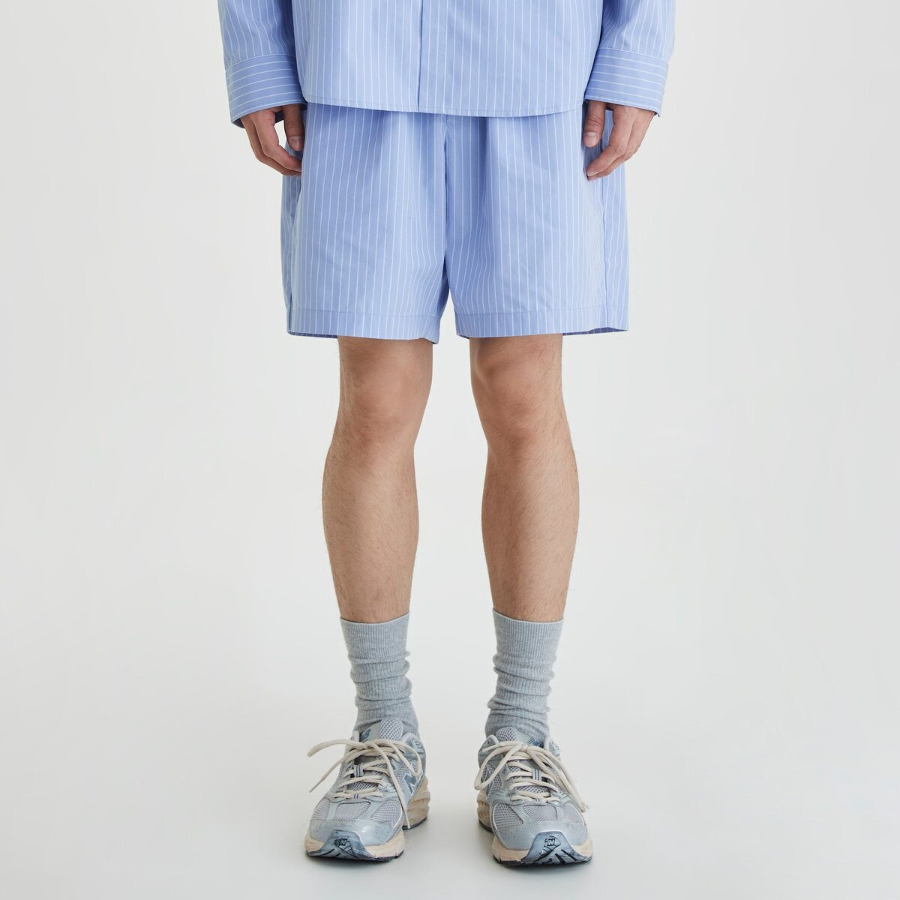 JAJU Firm Crisp Full-Banding Half Pants – Light Blue