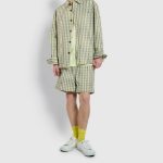 JAJU Cotton Check Tuck Half Pants – Yellow