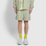 JAJU Cotton Check Tuck Half Pants – Yellow