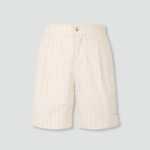 JAJU Cotton Check Tuck Half Pants – Ivory