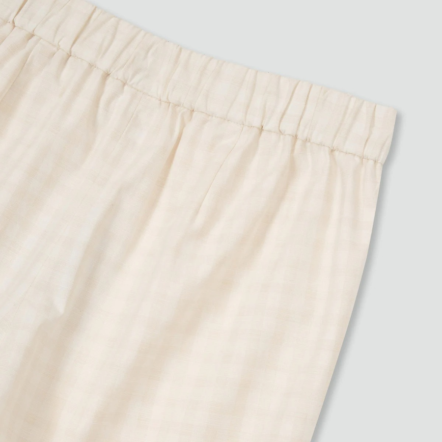 JAJU Cotton Check Tuck Half Pants – Ivory