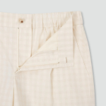JAJU Cotton Check Tuck Half Pants – Ivory
