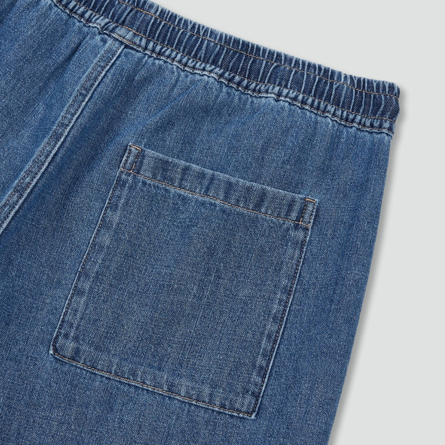 JAJU Washed Denim Half Pants – Blue