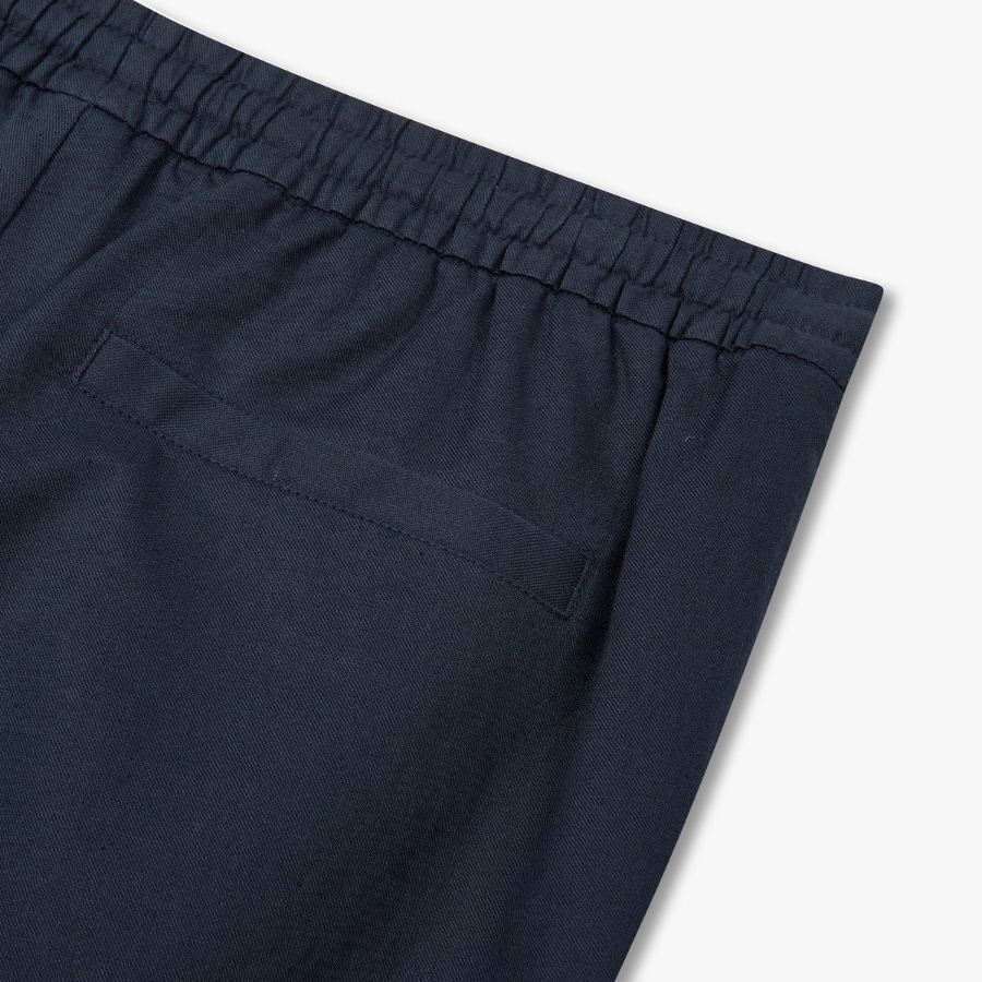 JAJU Linen Blended Banding Half Pants – Navy