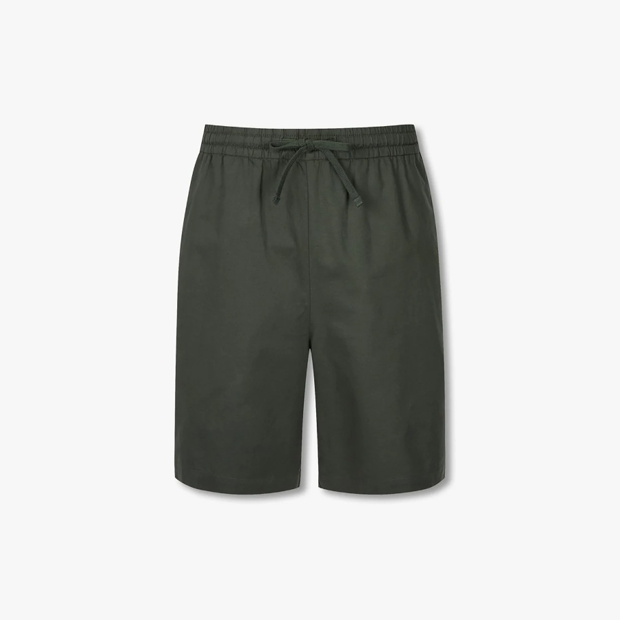 JAJU Linen Blended Banding Half Pants – Khaki