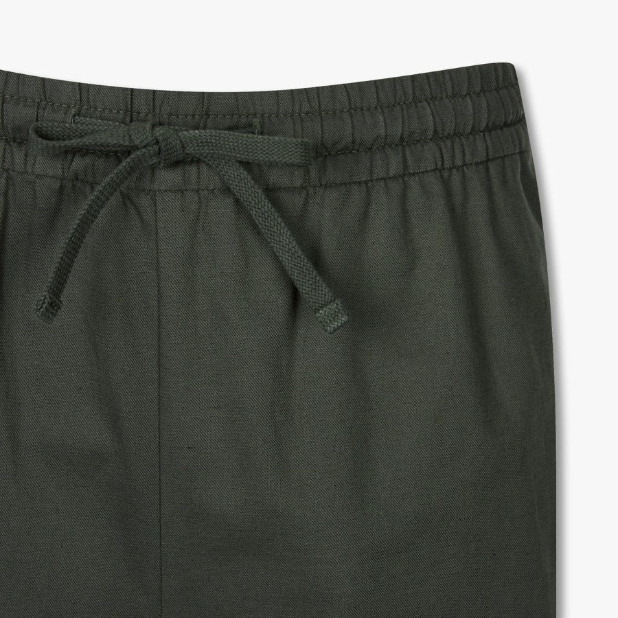 JAJU Linen Blended Banding Half Pants – Khaki