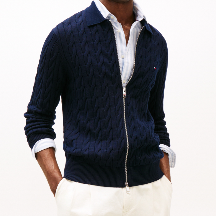 TOMMY HILFIGER Classic Cable Polo Zip-Up