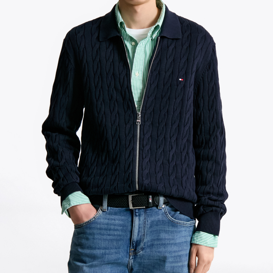 TOMMY HILFIGER Classic Cable Polo Zip-Up