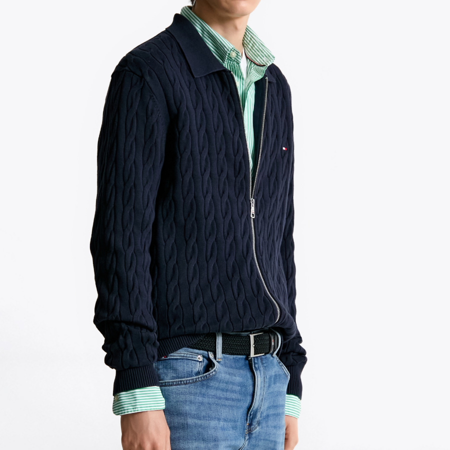 TOMMY HILFIGER Classic Cable Polo Zip-Up