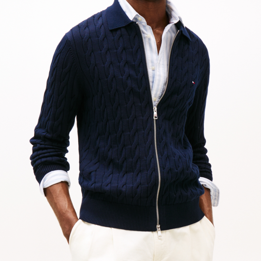 TOMMY HILFIGER Classic Cable Polo Zip-Up