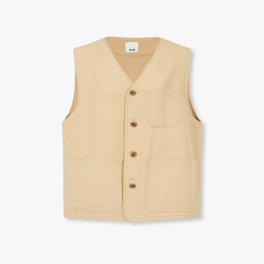 JAJU Uni Button Vest – Beige