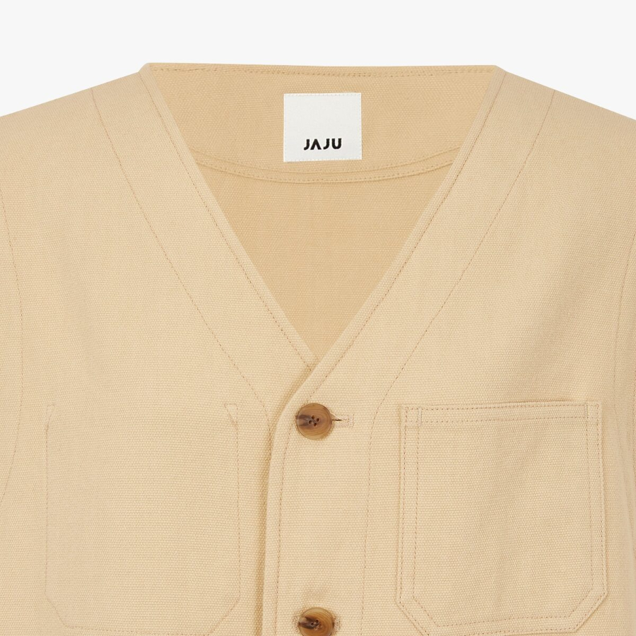 JAJU Uni Button Vest – Beige