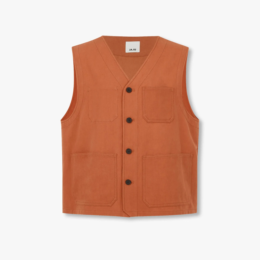 JAJU Uni Button Vest – Orange