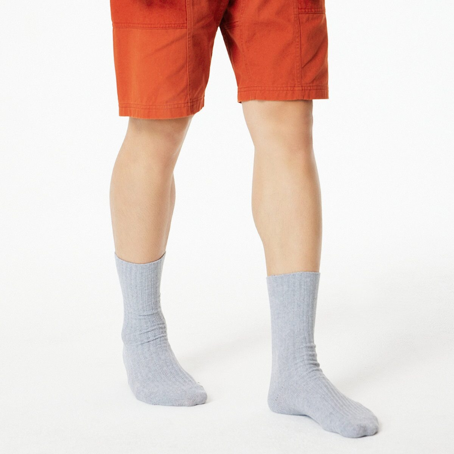 JAJU Cotton Thick Rib Socks – Melange Grey