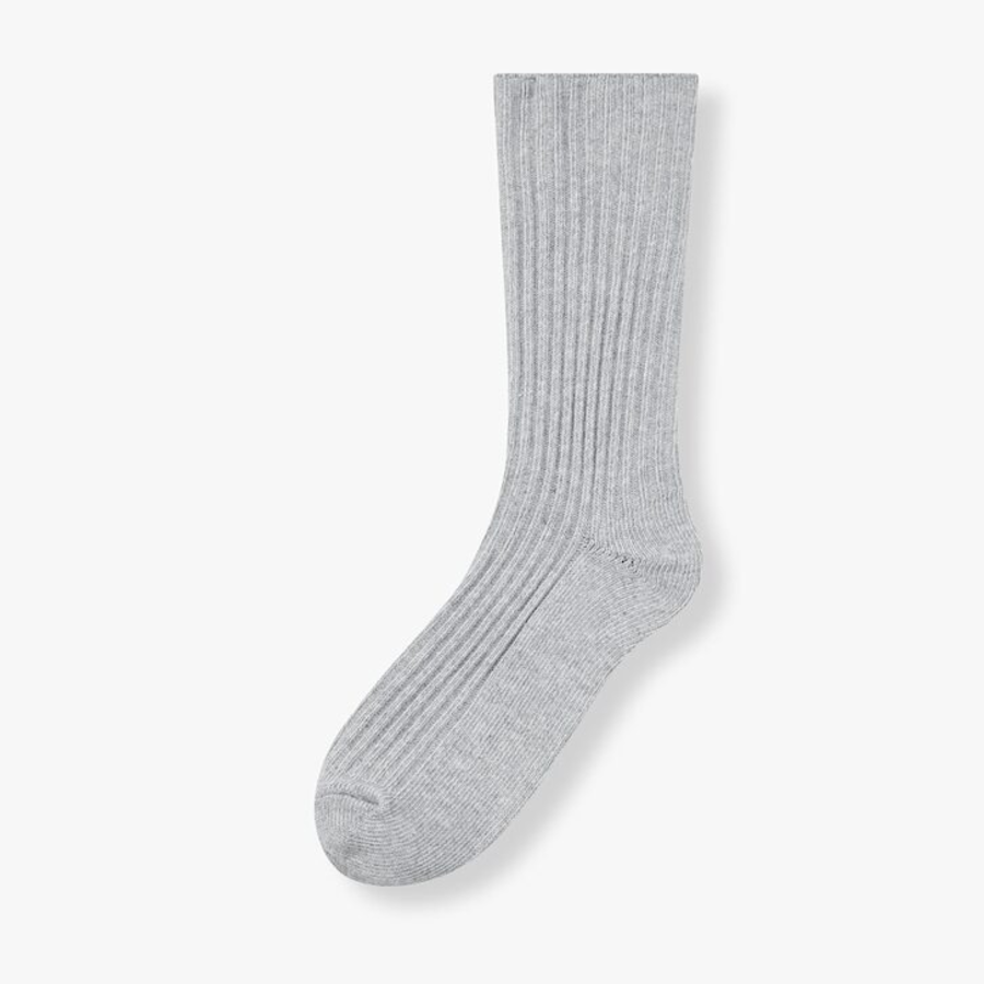 JAJU Cotton Thick Rib Socks – Melange Grey