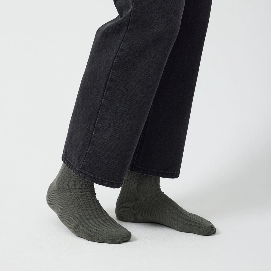 JAJU Cotton Thick Rib Socks – Khaki