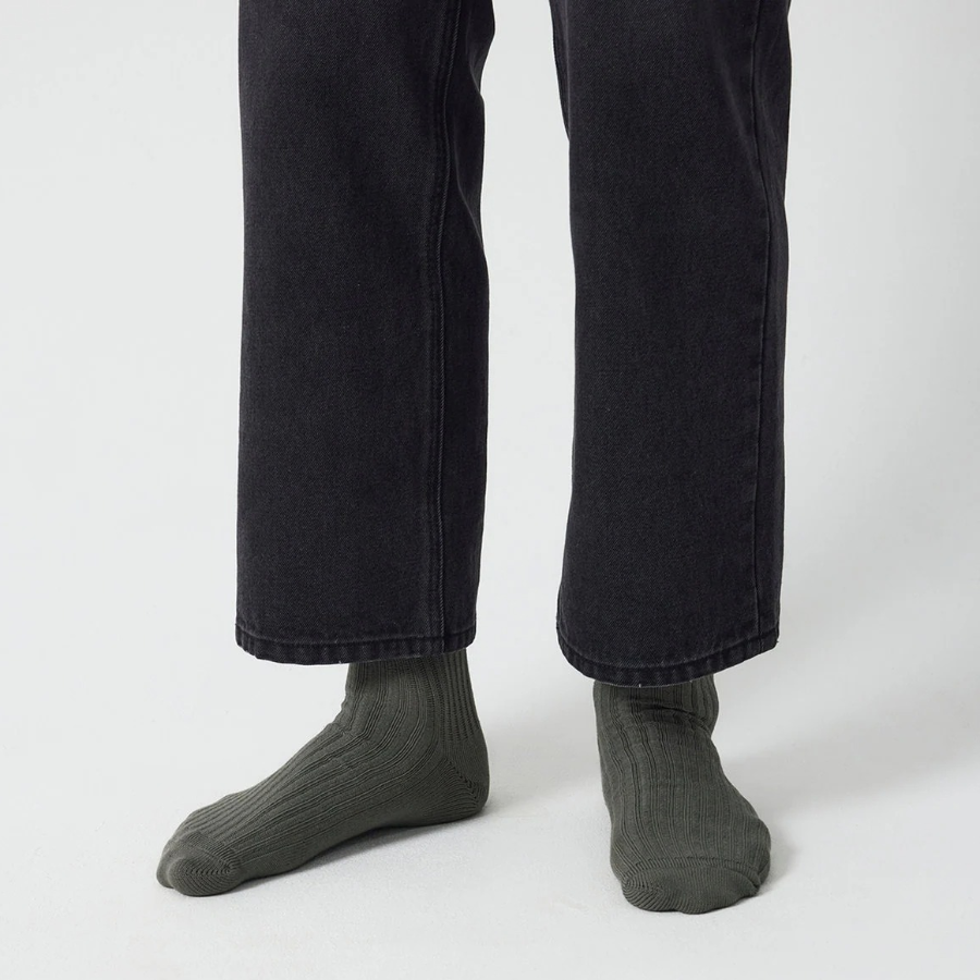 JAJU Cotton Thick Rib Socks – Khaki