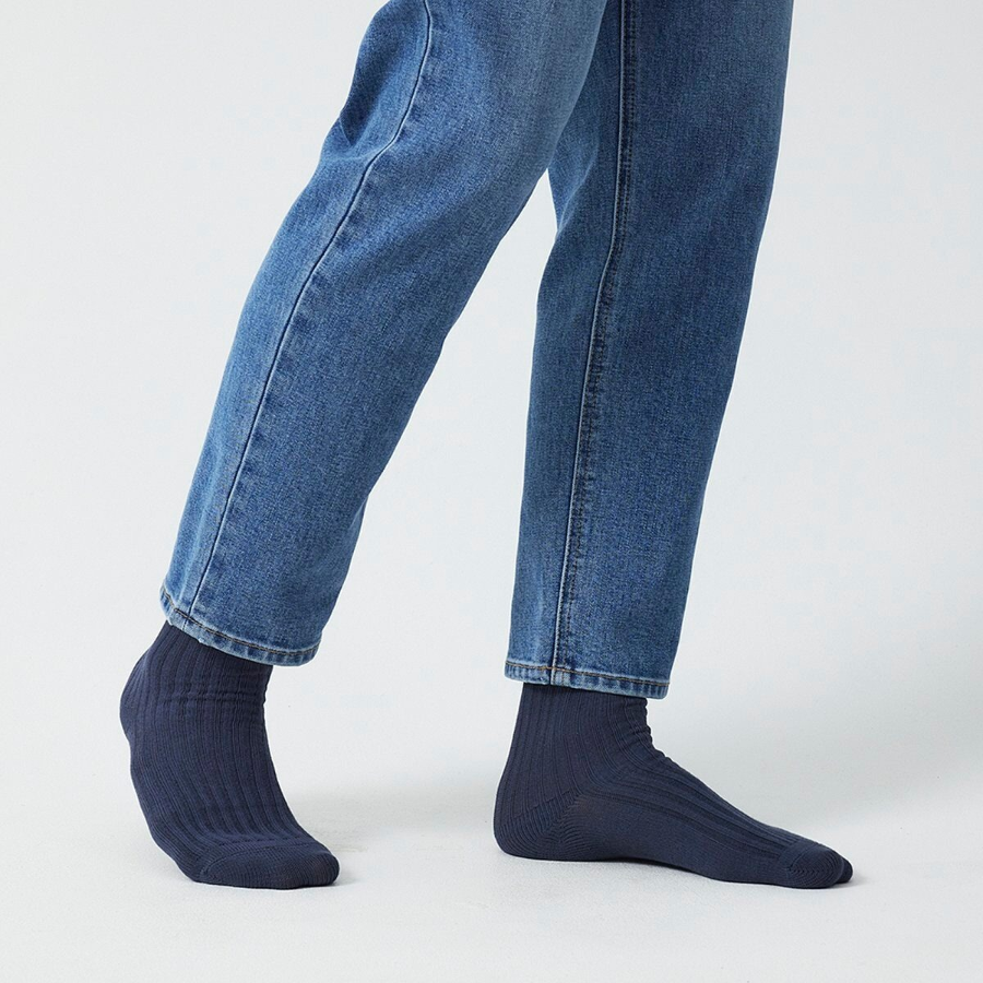 JAJU Cotton Thick Rib Socks – Blue