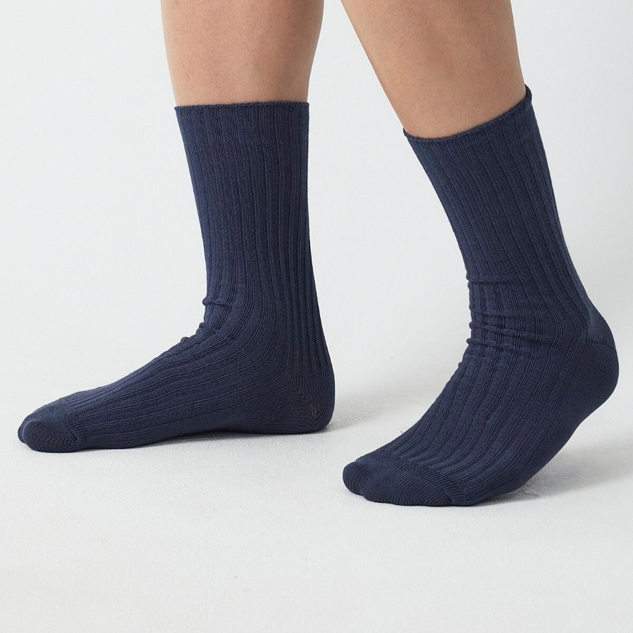 JAJU Cotton Thick Rib Socks – Blue