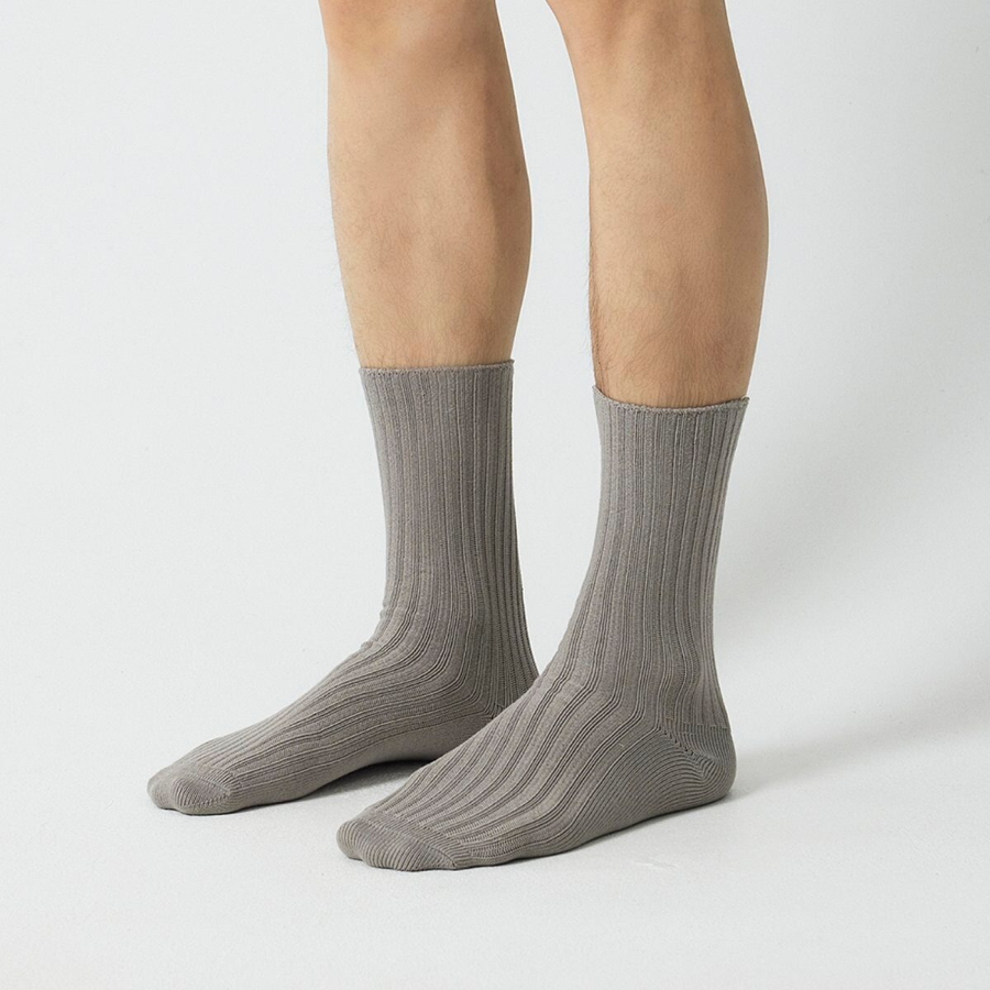 JAJU Cotton Thick Rib Socks – Grey