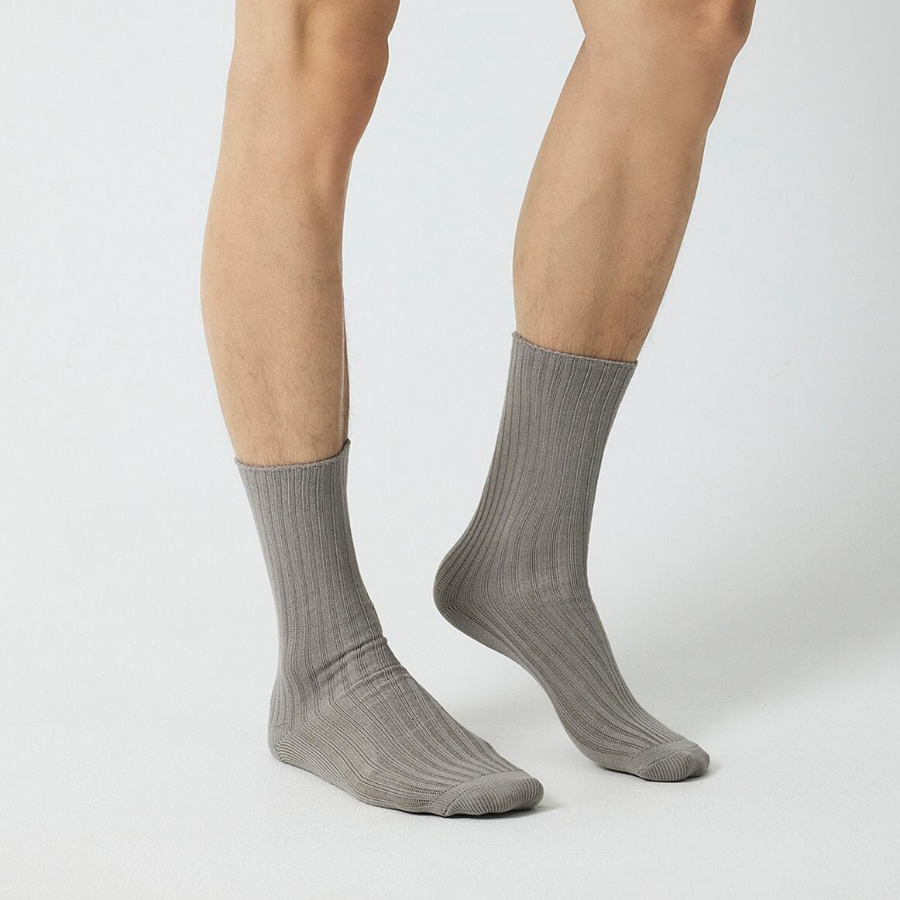 JAJU Cotton Thick Rib Socks – Grey