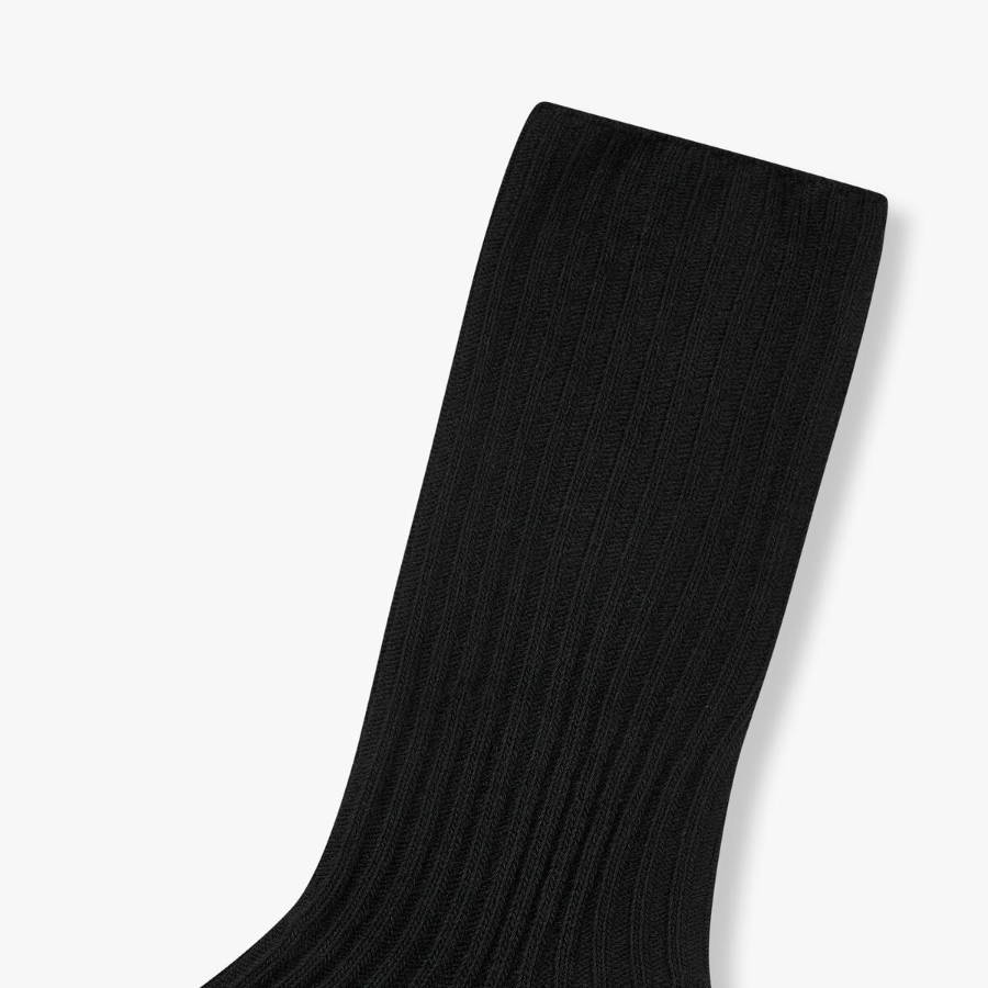 JAJU Cotton Thick Rib Socks – Black
