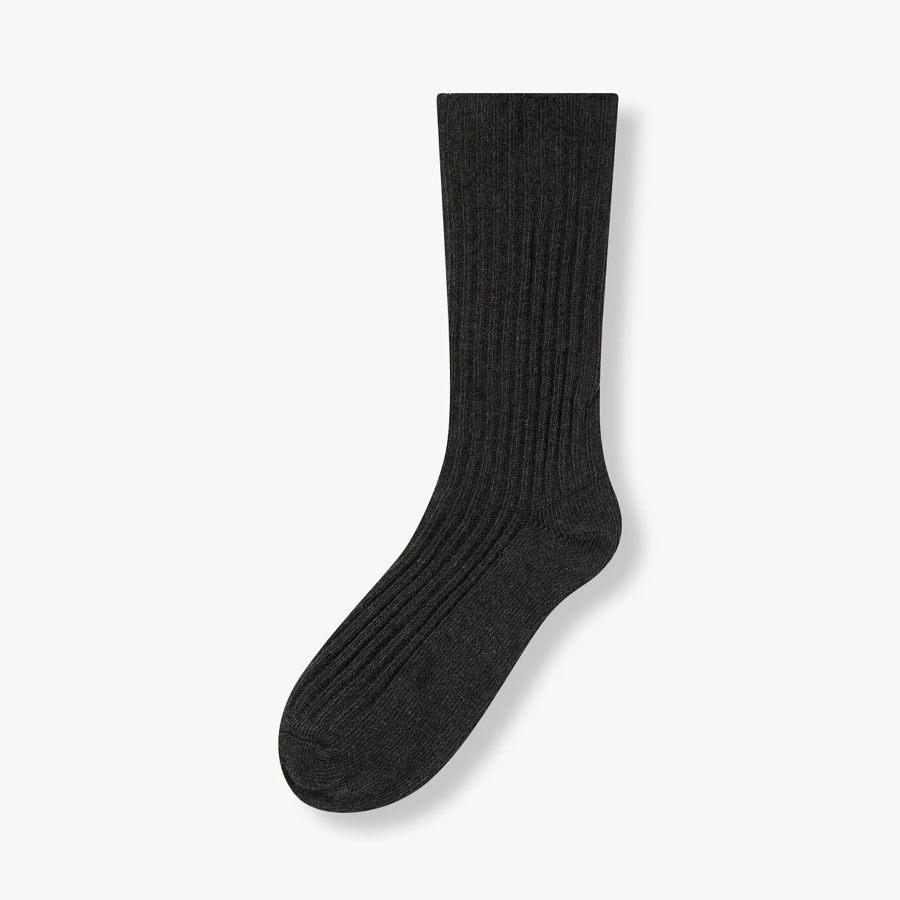 JAJU Cotton Thick Rib Socks – Charcoal
