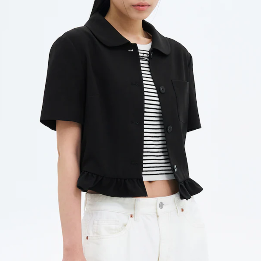 8 seconds Frill Detail Jacket — Black