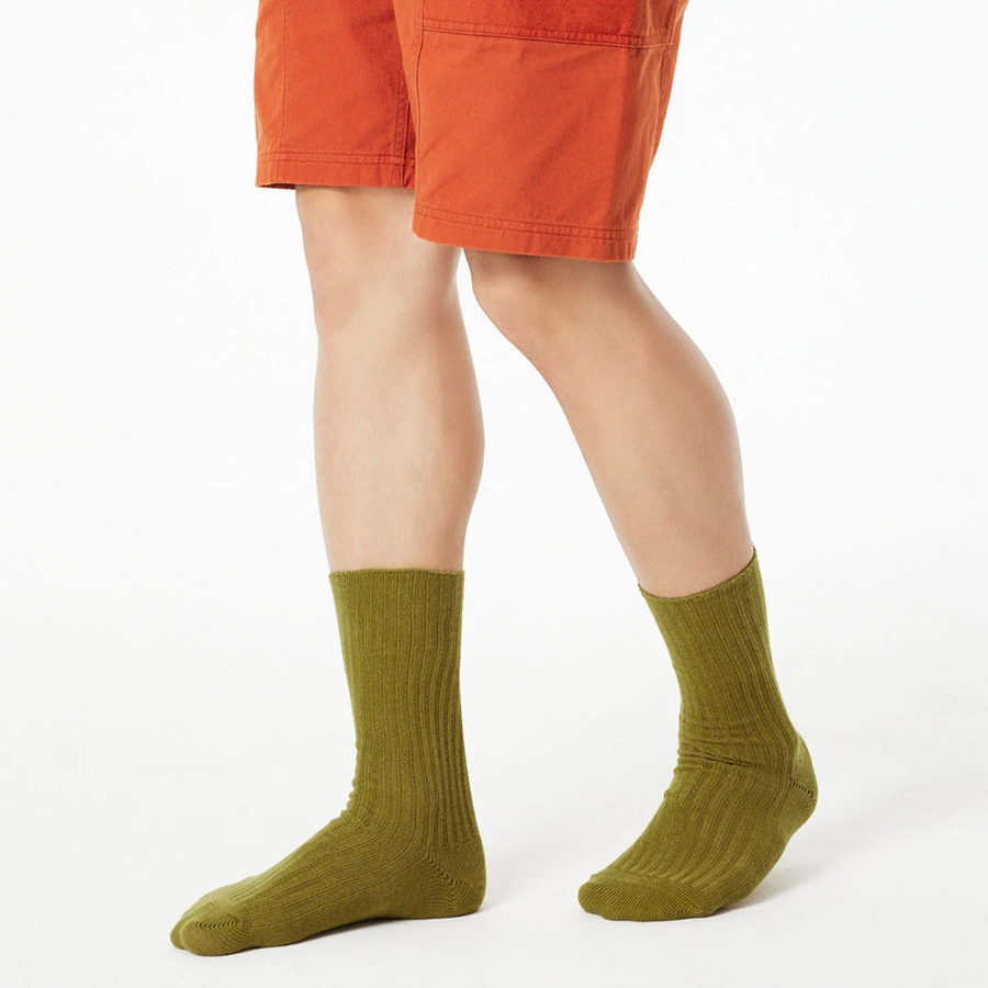 JAJU Cotton Thick Rib Socks – Olive