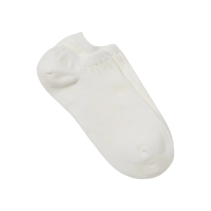JAJU Cotton Wide Rib Sneaker Socks – White