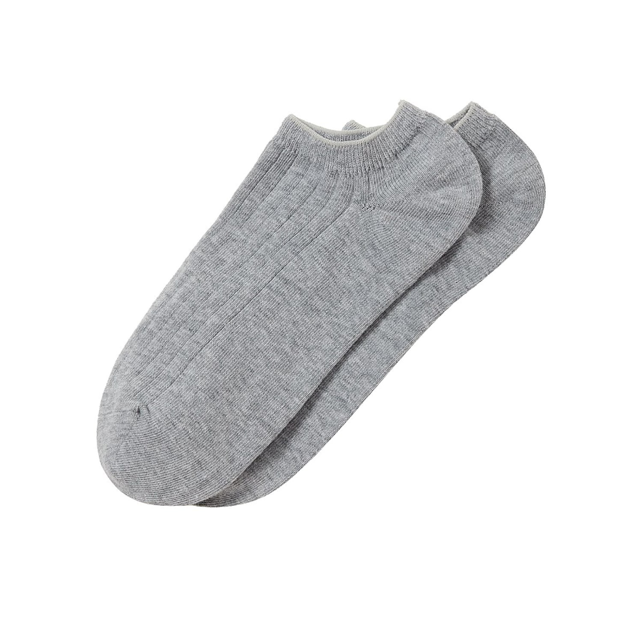 JAJU Cotton Wide Rib Sneaker Socks – Melange Grey