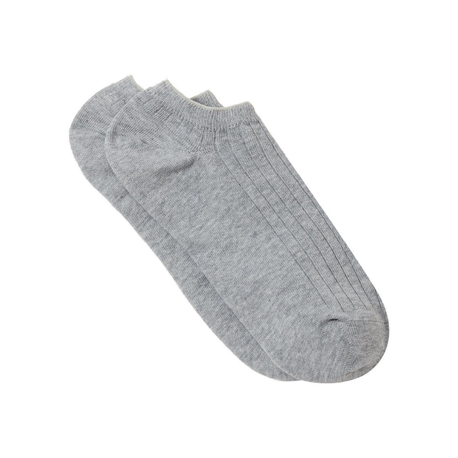 JAJU Cotton Wide Rib Sneaker Socks – Melange Grey