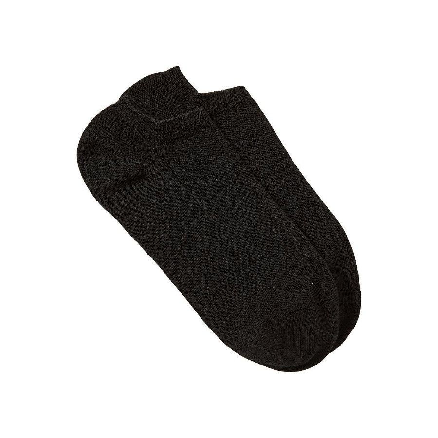 JAJU Cotton Wide Rib Sneaker Socks – Black