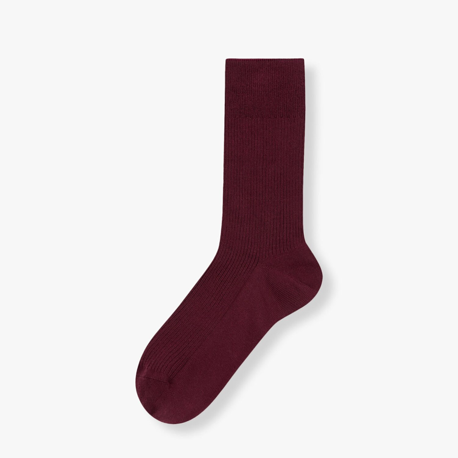 JAJU Cotton Rib Socks – Burgundy