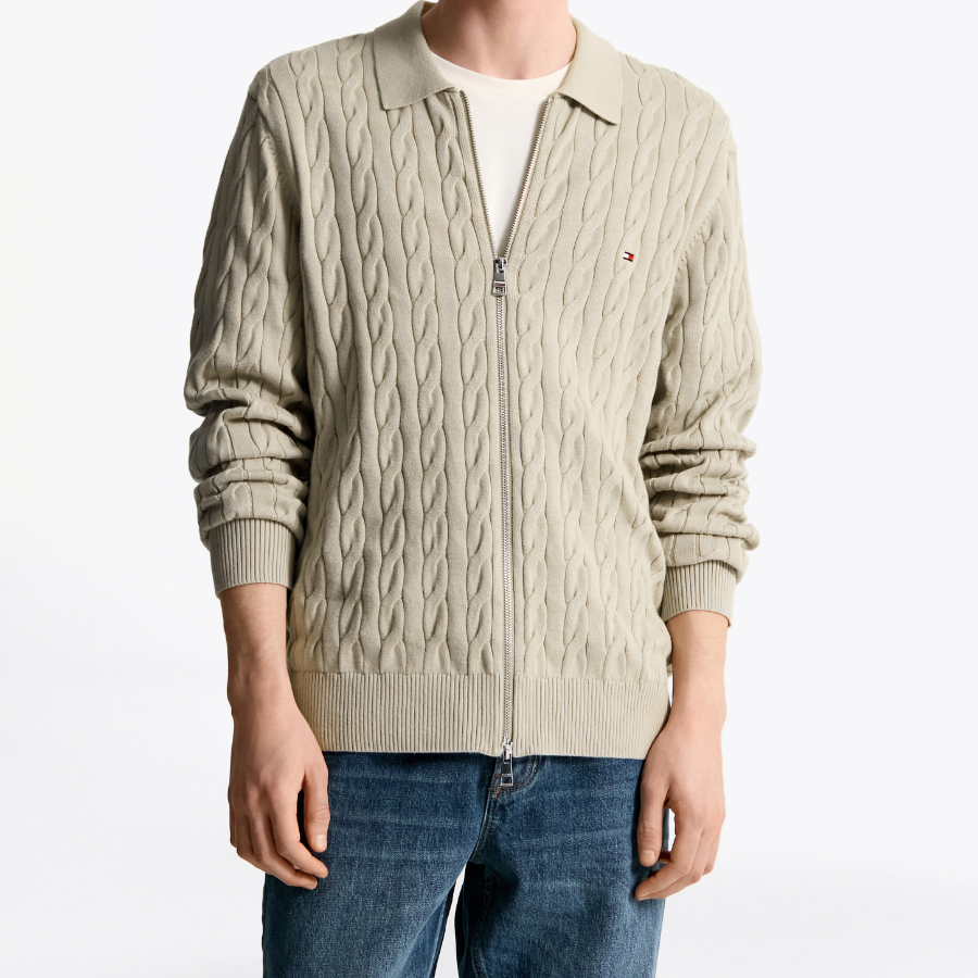TOMMY HILFIGER Classic Cable Polo Zip-Up