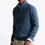 TOMMY HILFIGER Herringbone Structure Mockneck Zip-Up Sweater