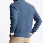TOMMY HILFIGER Herringbone Structure Mockneck Zip-Up Sweater