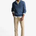 TOMMY HILFIGER Herringbone Structure Mockneck Zip-Up Sweater