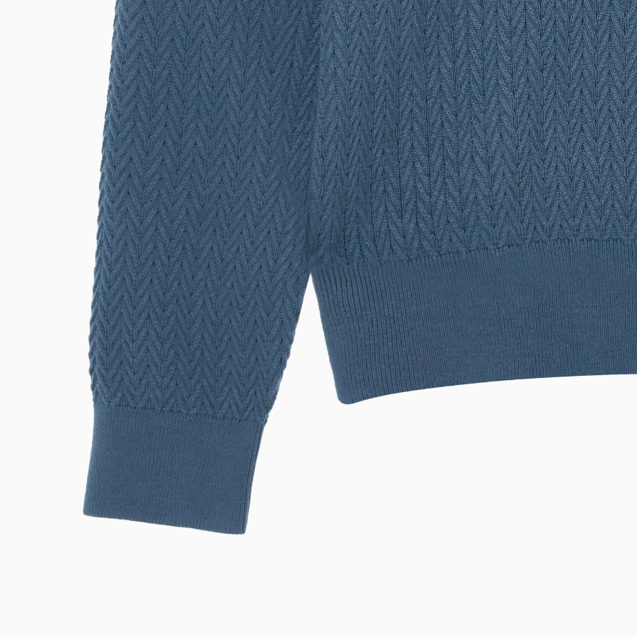 TOMMY HILFIGER Herringbone Structure Mockneck Zip-Up Sweater