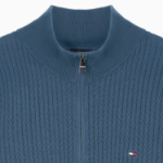 TOMMY HILFIGER Herringbone Structure Mockneck Zip-Up Sweater