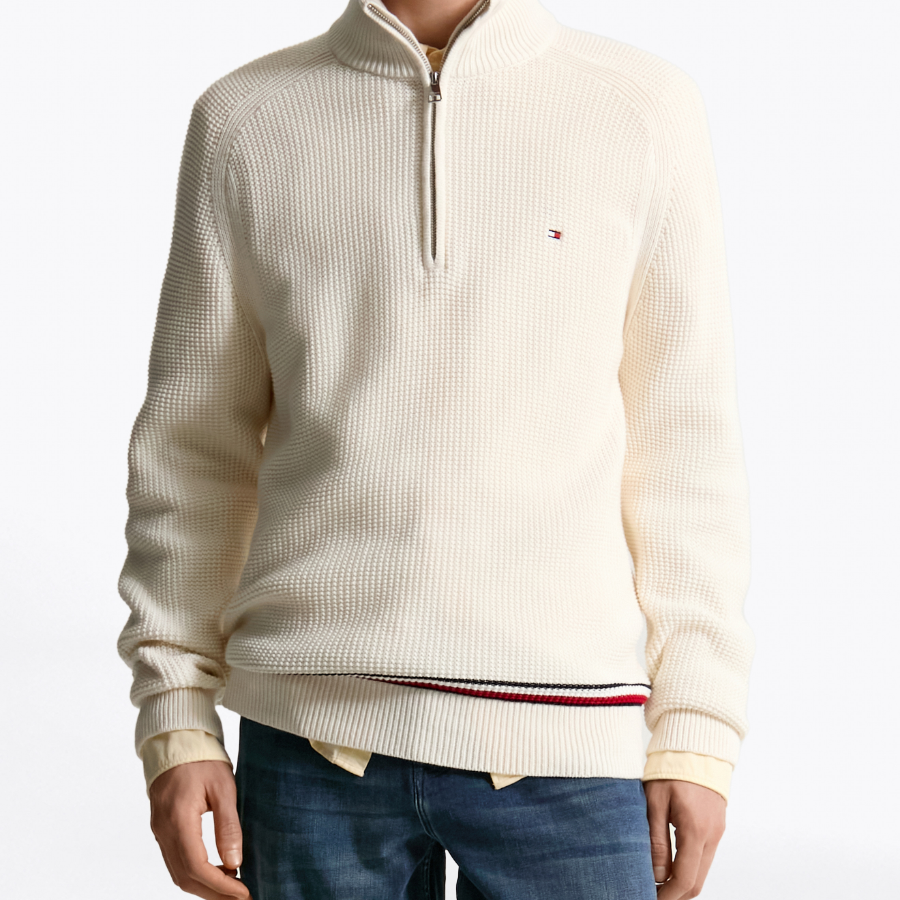 TOMMY HILFIGER Structure Stripe Zip-Up Sweater